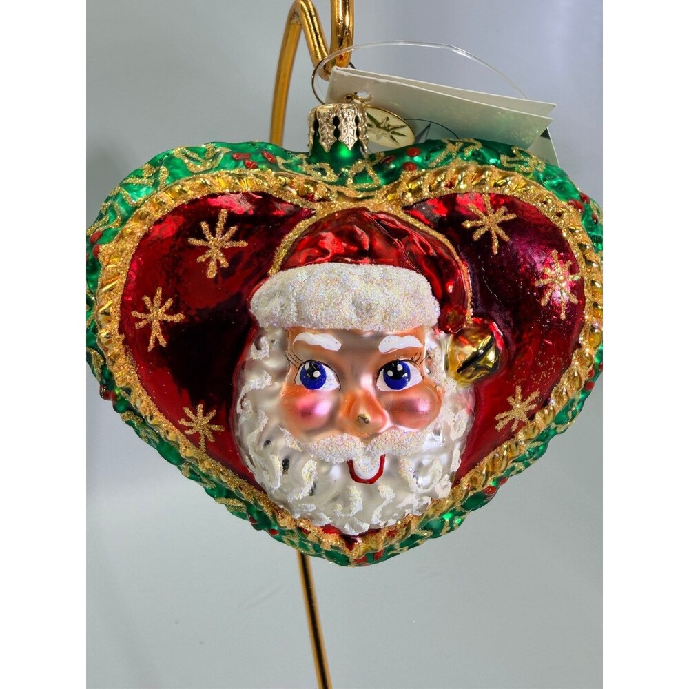 SIGNED Christopher Radko 2001 Heart of Christmas Santa Glass Ornament NWT